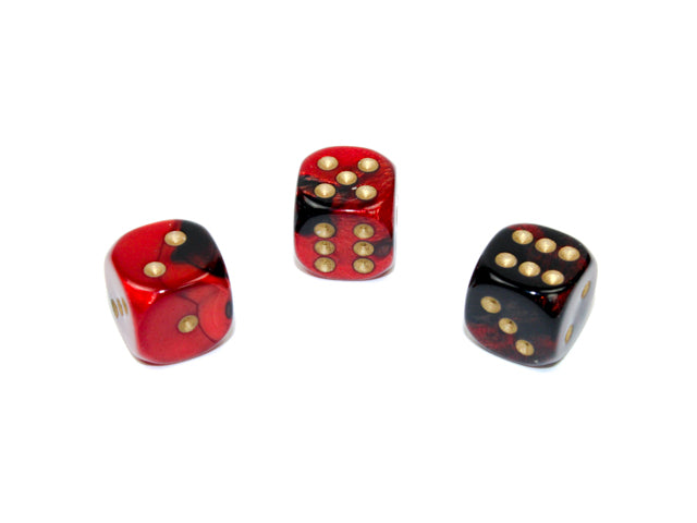 Black Red Gold 12mm Dice Set