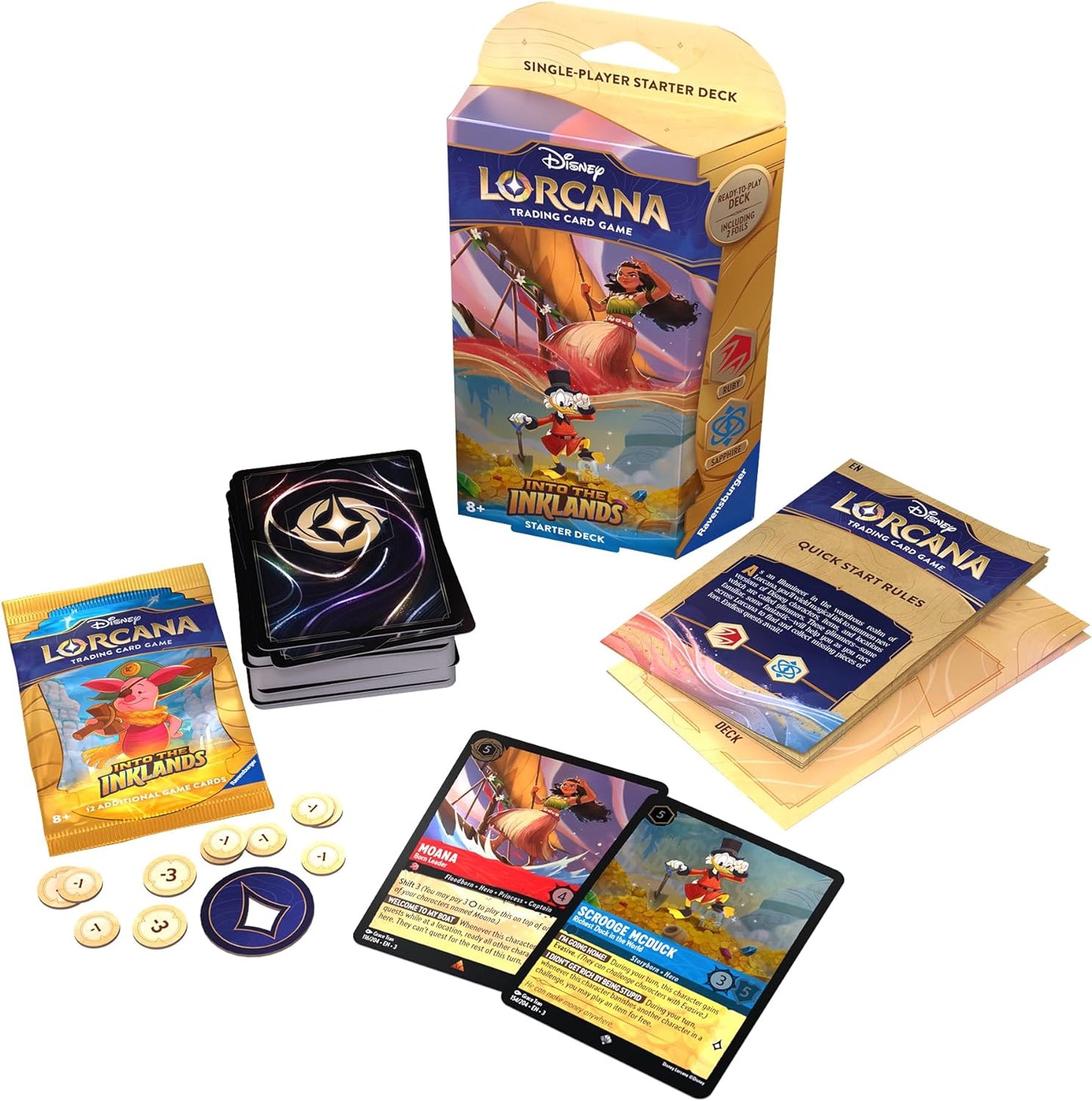 Disney Lorcana - Into The Inklands Starter Deck - Ruby/Sapphire - Moana & Scrooge Mcduck